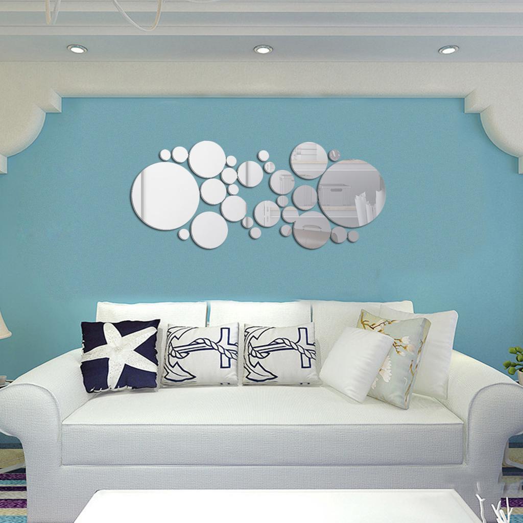 Round   Mirror, Wall Stickers Brighten Up   Home Decoration 30pcs Set Living Room Bedroom