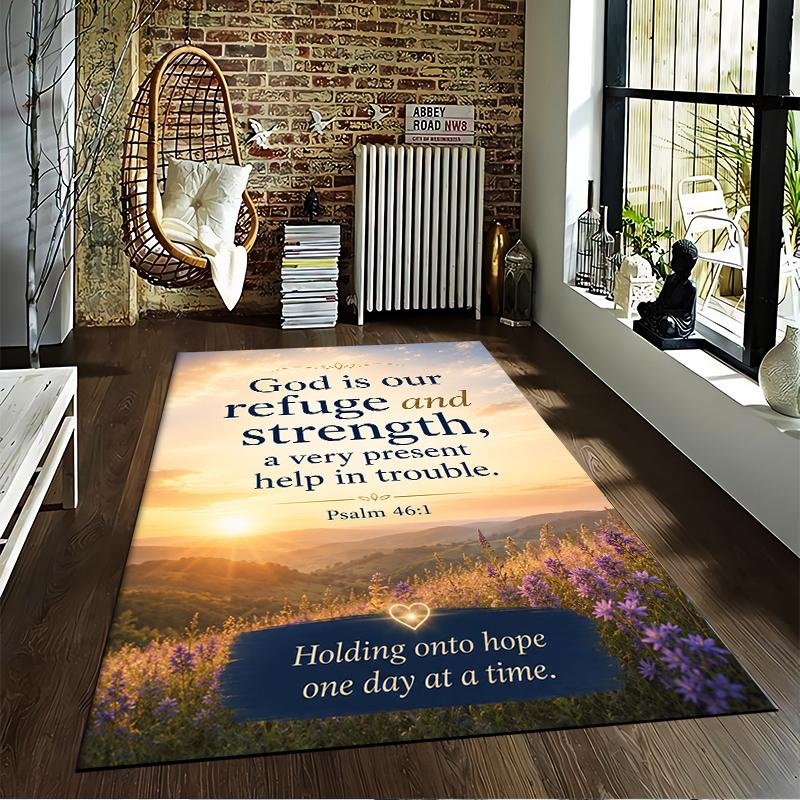 Christian Bible Verse Carpet Set Psalm 46:1 Carpet Set (1 Duvet Cover, 2 Pillowcases, Duvet Not Included)
