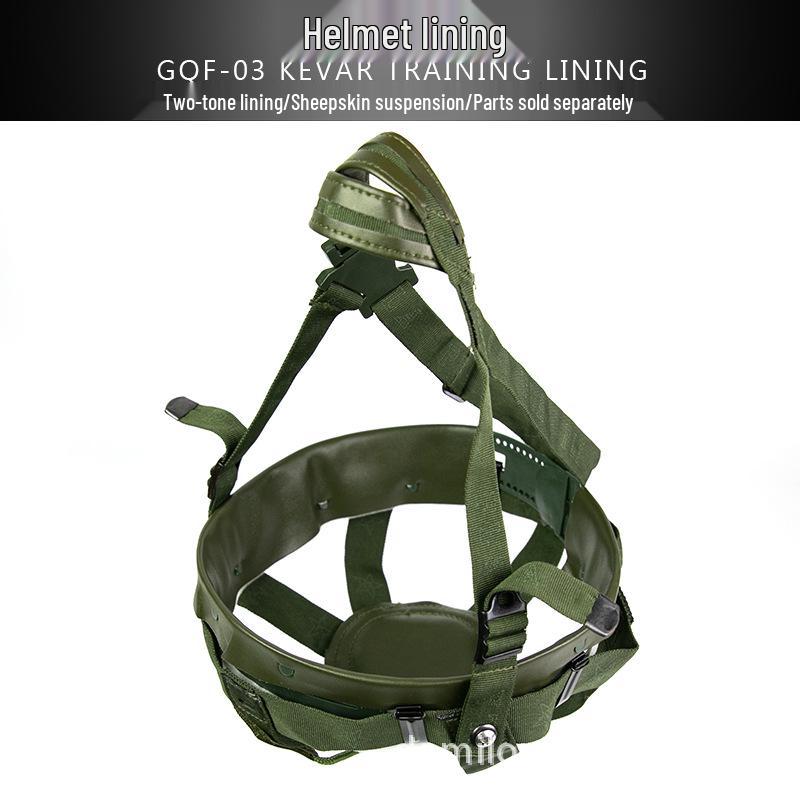 QGF03 Ultra-Light Tactical Helmet with Kevlar, Breathable Mesh Lining, and Comfortable Suspension Chin Strap Complete Liner (Microfiber Leather)