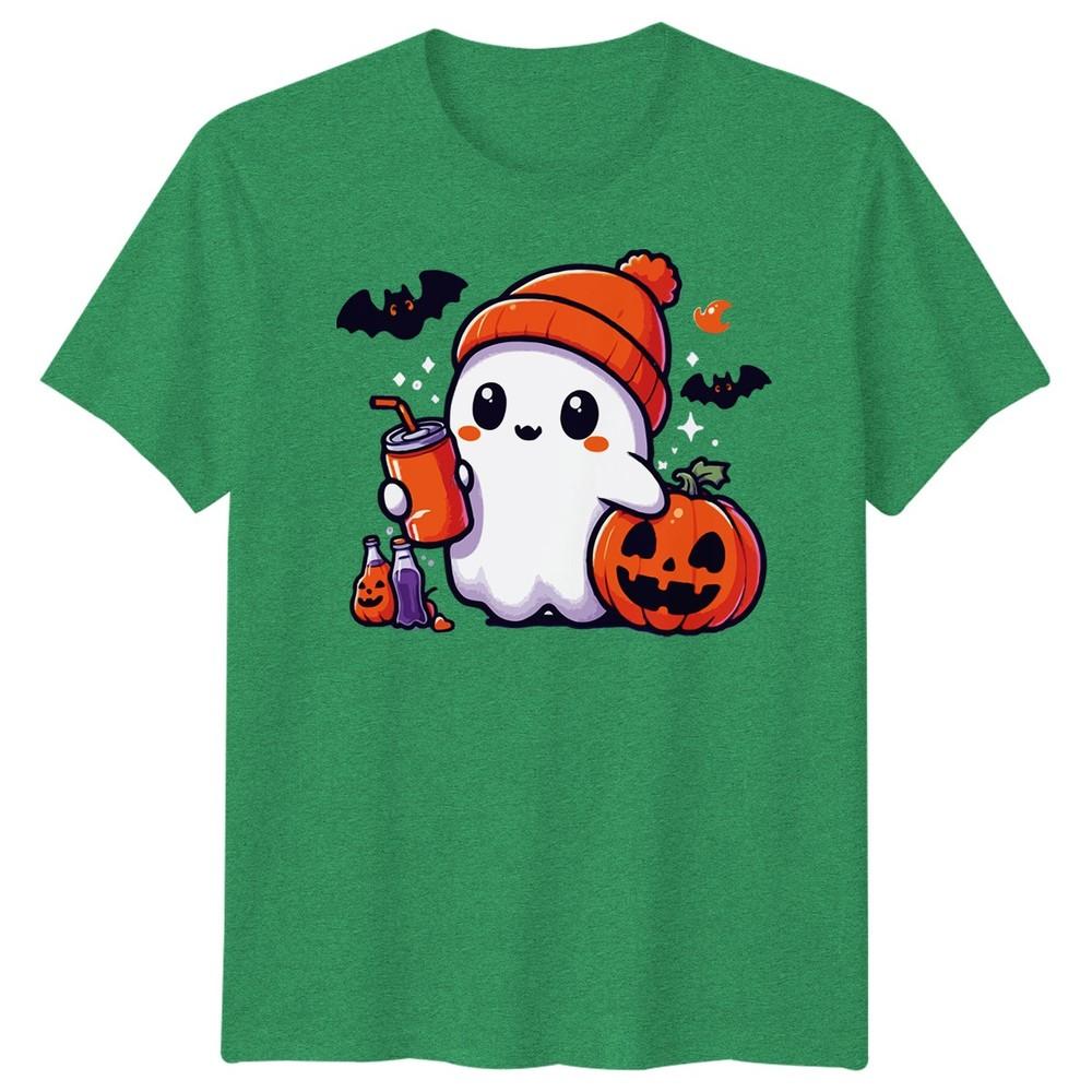 Halloween TShirt Ghost Pumpkin Iced Coffee Spooky Graphic Adults Kids Tee