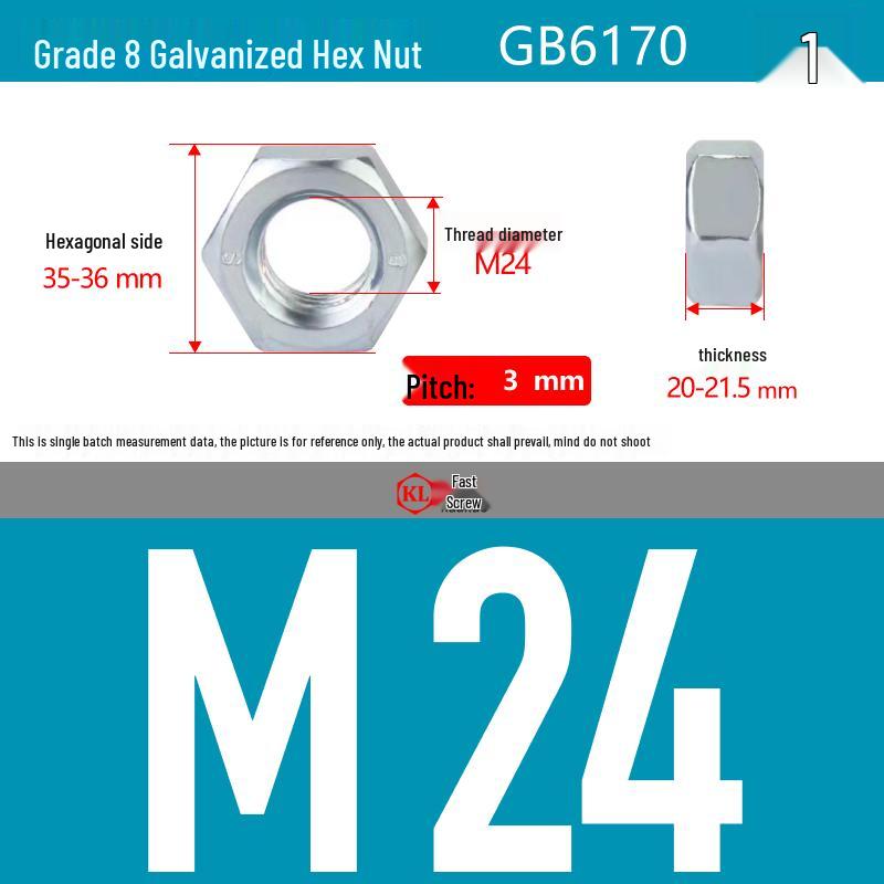 Galvanized Hex Nuts, Flat Washers, Spring Washers in M2-M48, Blue and White Zinc Coated