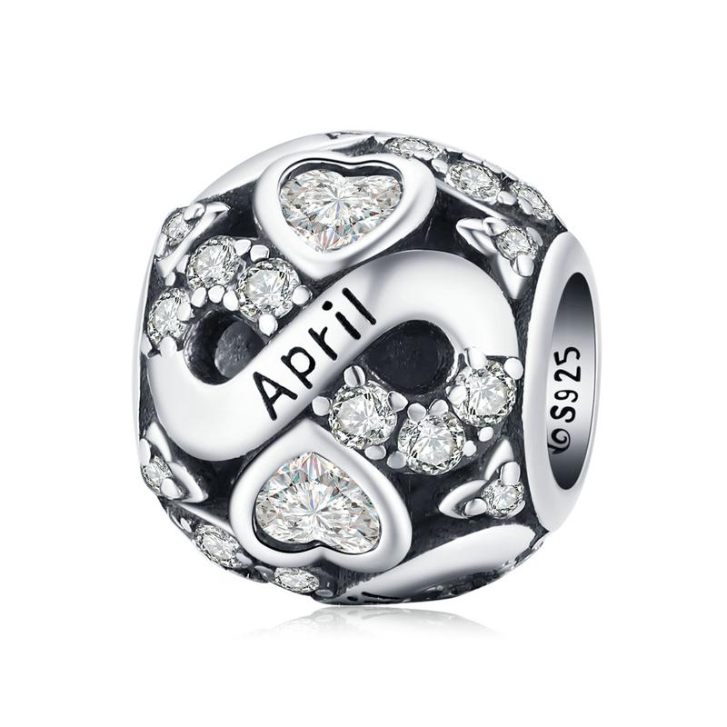 Bamoer 925 Sterling Silver Multi-color Zircon Infinite Love Birthstone Bead Charm for Original Bracelet Bangle Women Jewelry