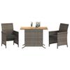 VidaXL Ensemble de Bistro avec Coussins 3 pcs, Chaises et Table de Patio, Meubles de Terrasse Arrière-cour Extérieur, Gris 365125