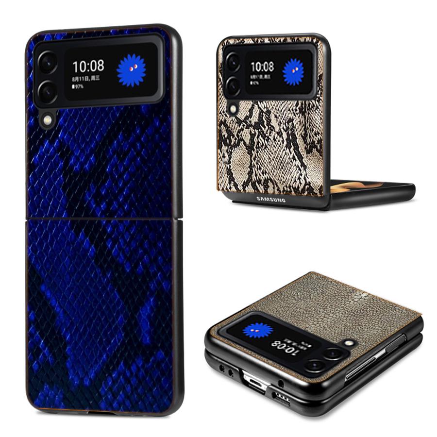 It looks like Real Snake Skin Phone Case For Samsung Z Flip 7 6 5G Galaxy Z Flip4 Z Flip5 Z Flip3 Coque Black Hard PC Shell Prot