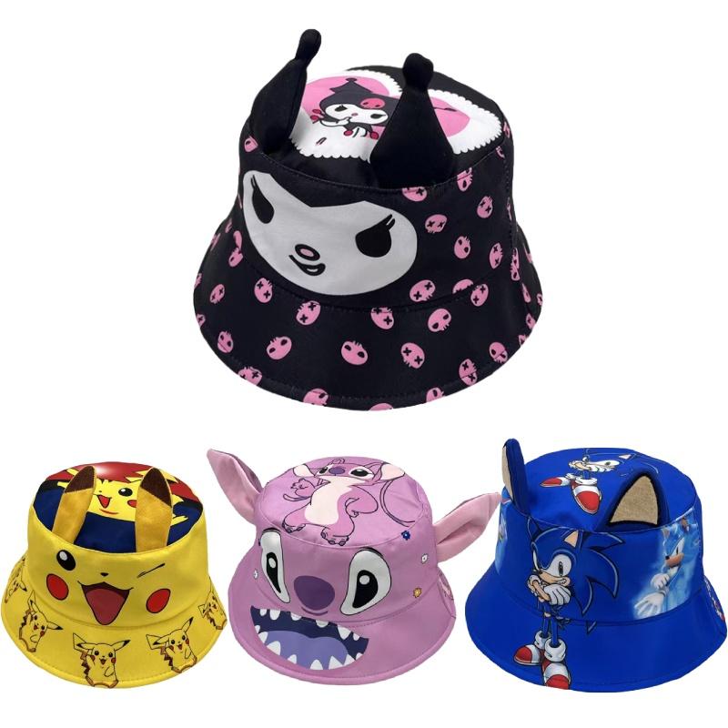 Sombrero de Pescador Pikachu para Niños con Estampado de Dibujos Animados Para Protección Solar y Estilo Azul