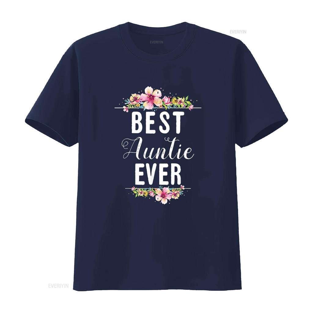Best Auntie Ever Floral Design Aunt T Shirt vintage Washed Comfortable Stretched Soft streetwear homme Unisex designer clothes