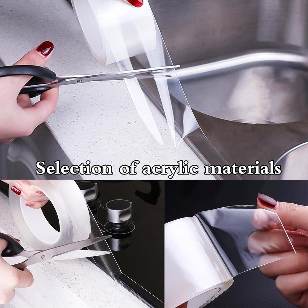 1 рулон прозорої ущільнювальної стрічки Водонепроникна самоклеюча ущільнювальна стрічка Ущільнювальна стрічка для ванн Ущільнювальна стрічка Ущільнювальна стрічка для кухонної підлоги Стрічка для захисту країв стіни