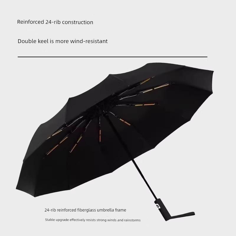 24-Rib Double-Rib Umbrella, Enlarged and Reinforced, Thickened, Fully Automatic, Dual-Use for Sun and Rain, Sunshade Umbrella for Men and Women