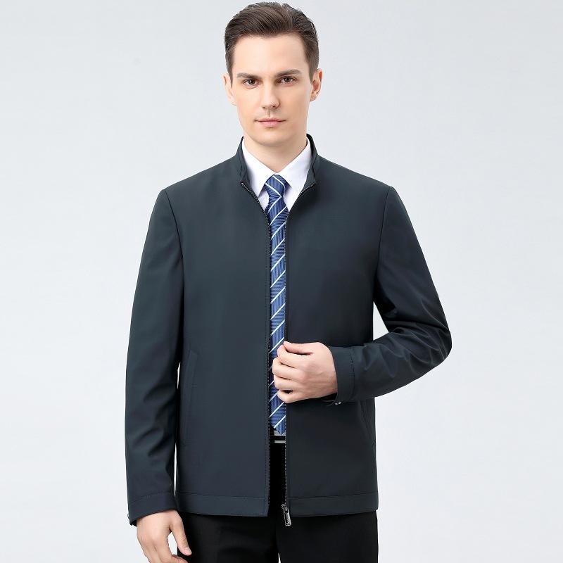 

Осенняя новая куртка мужская среднего возраста с воротником-стойкой из тонкого шелка шелковицы для мужчин среднего и пожилого возраста, куртка государственного служащего для мужчин 195