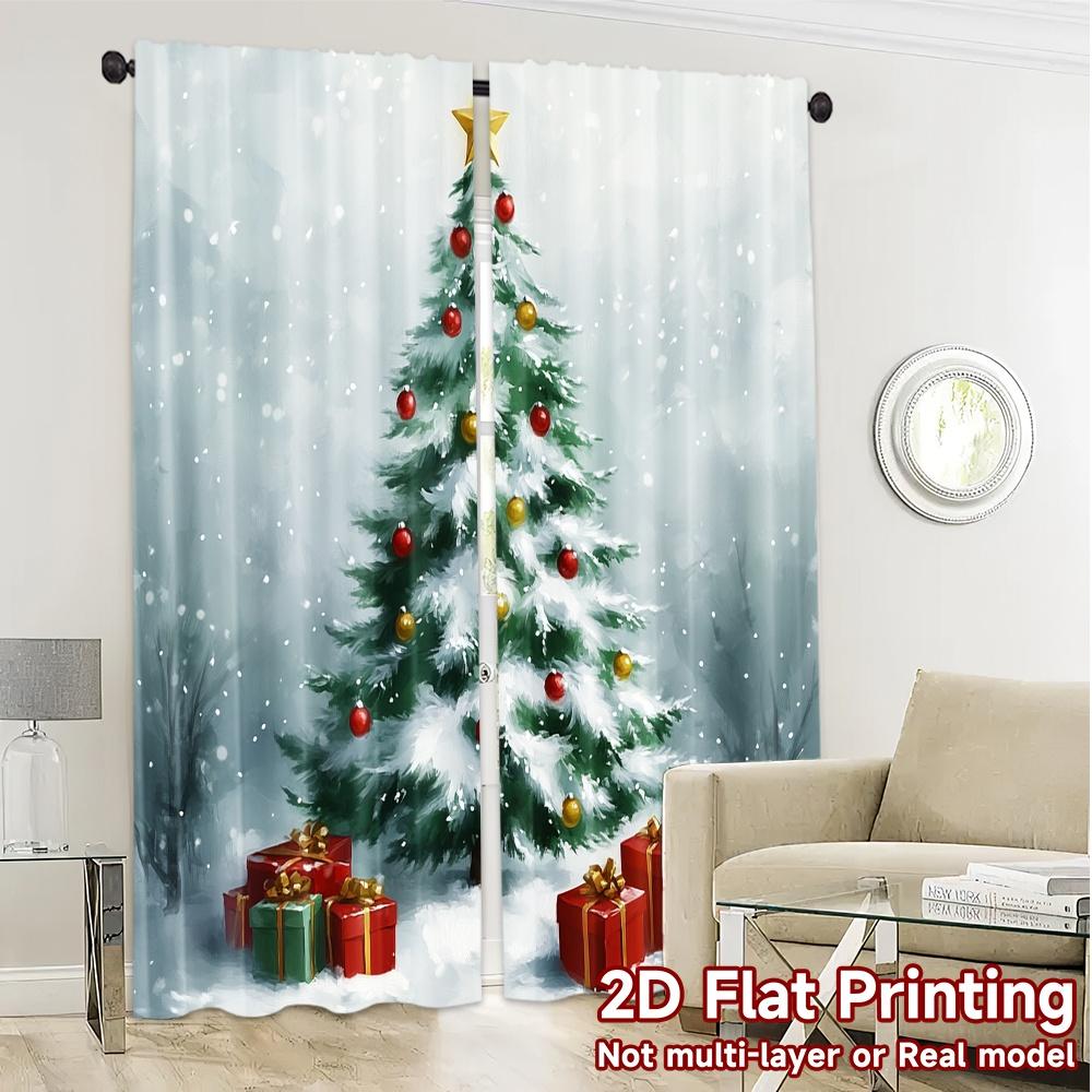 2pcs  Curtains Christmas Tree Snow Gifts_a (2) Pattern Modern Curtains Durable 100% Polyester Fabric Curtains Decorations Inside