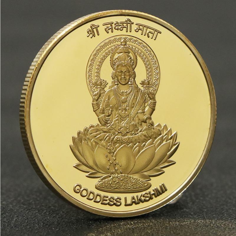 Indian plated gold coins, lotus Buddha coins, tooth fairy, commemorative medals, commemorative coins, collectible coins золотой