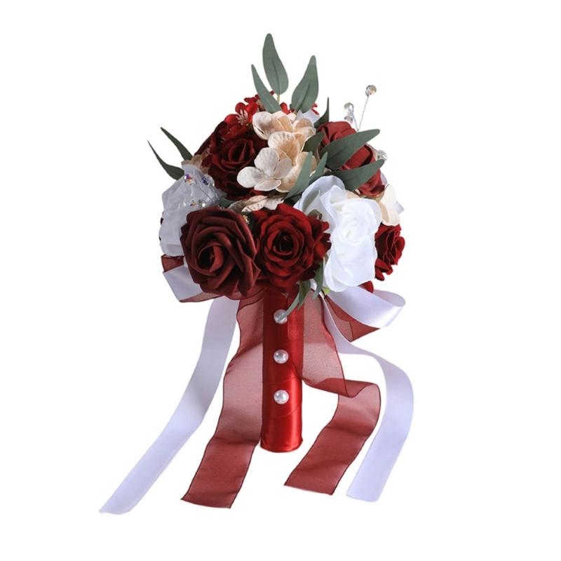 Rose Bouquet Synthetic Rose Bridal Arrangement White Blue Shades Low Care Wedding Flower Arrangement For Bride