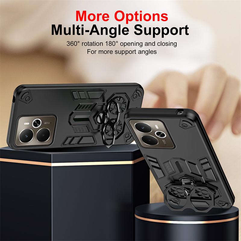 Military Armor Case For Xiaomi Redmi 14C 4G Protective Cover Ring Magnetic Holder Shell Coque Fundas 2 IN 1 Back Cover