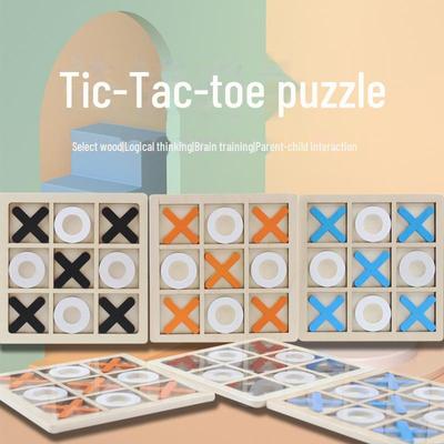 Wooden Tic-Tac-Toe Chessboard: Children's Educational Toy for Early Childhood Logical Thinking