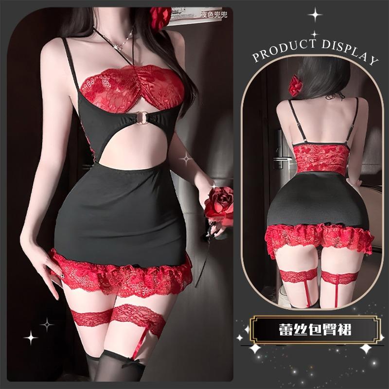 Sex Underwear Sexy Temptation Lace Perspective Naked Back Onesie Hot Flirting Free Hip Skirt New