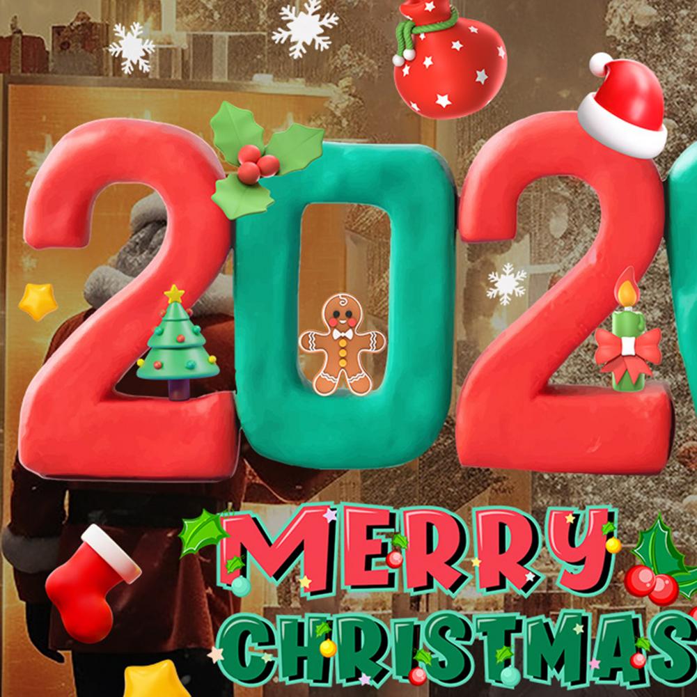 Christmas Glass Stickers 2026 Number Blessings Electrostatic Design Waterproof New Year Decal Festive Decoration