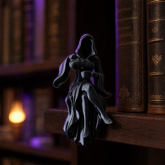 Gothic Hooded Reaper Lady Figurine 3D Printed Dark Fantasy Shelf Sitter 1 Pc