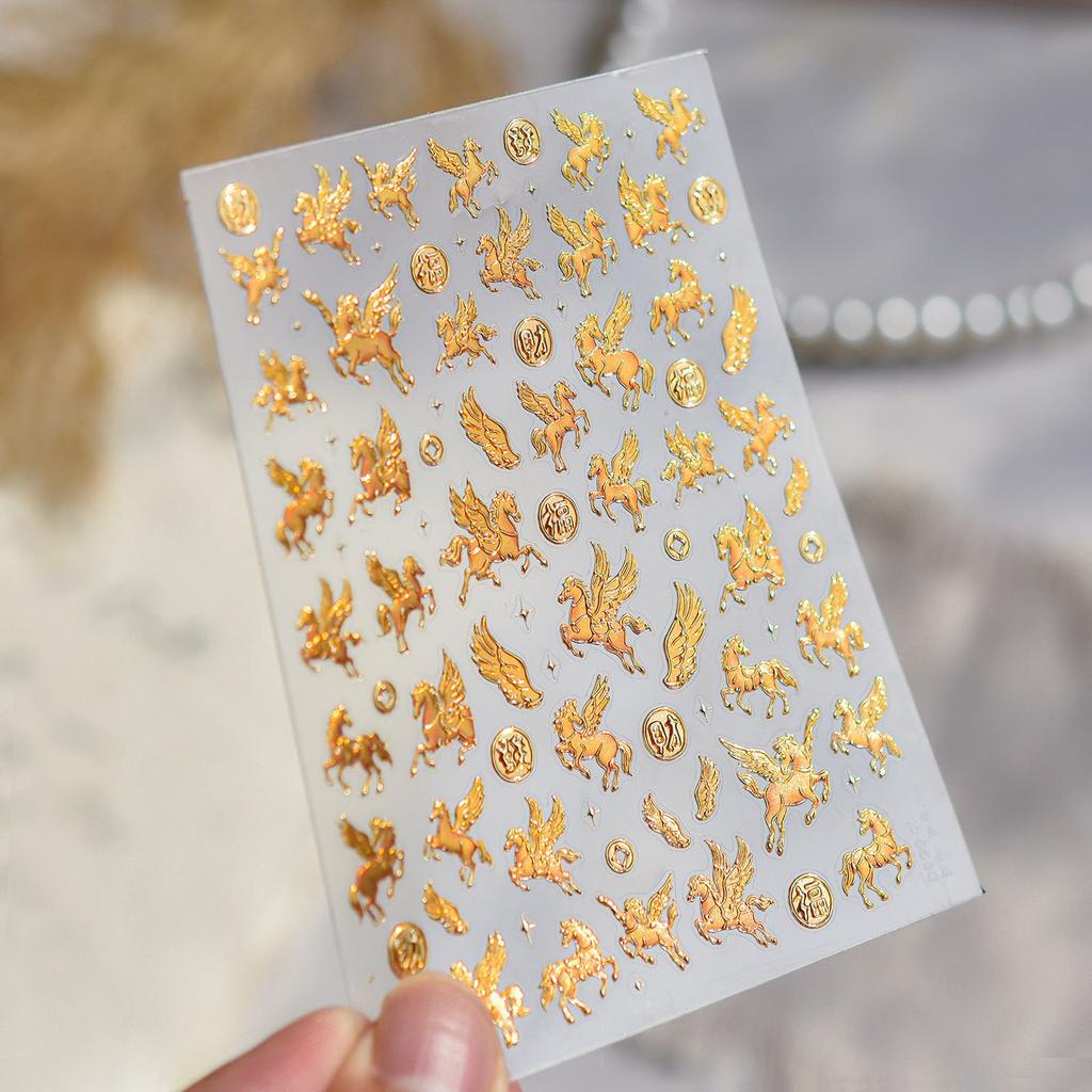 1pcs Cute Graffiti Lines Nail Art Stickers 5D Embossed Butterfly Rabbit Nail Art Accessory Stickers Self Adhesive Decal