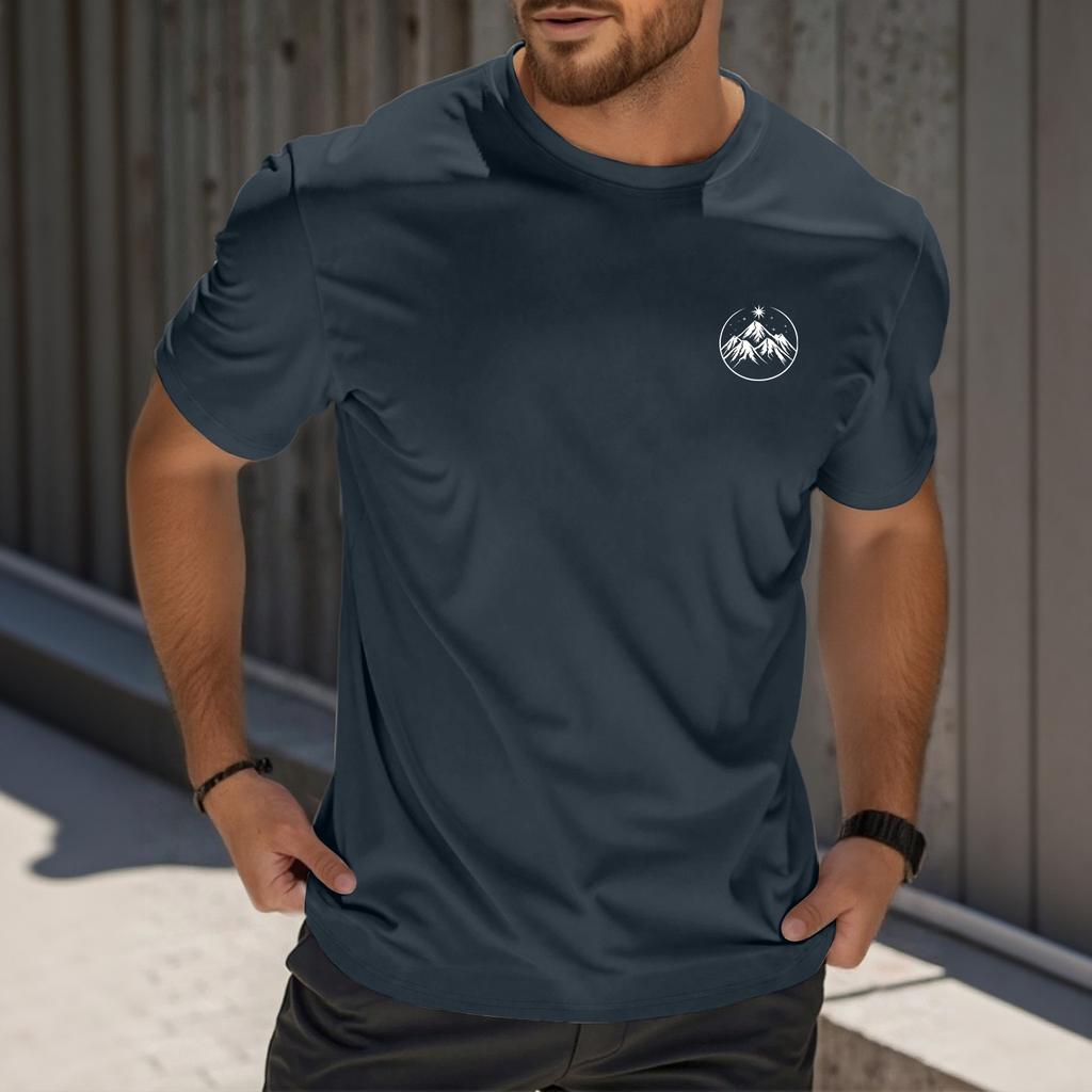 Herrenmode Bedrucktes Rundhals Kurzarm T-Shirt Top mit gerader Schulter