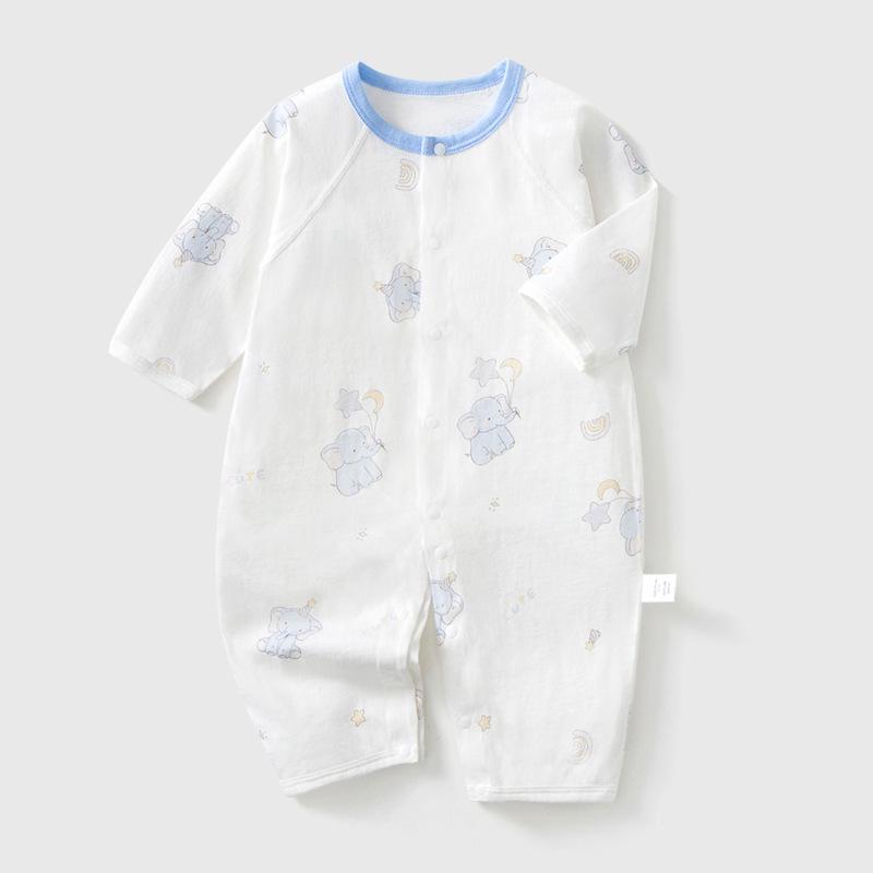Summer Baby Romper - Long Sleeve, Thin Style, Pure Cotton, Seamless Class A Jumpsuit