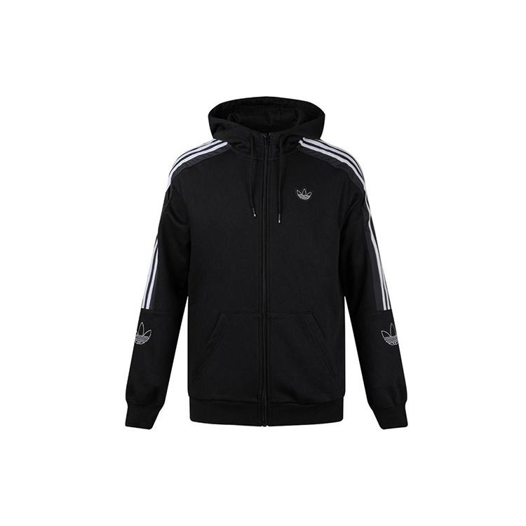 Men s adidas originals Outline Fzh Flc Hooded Sports Zipper Jacket Black ED4693 XS