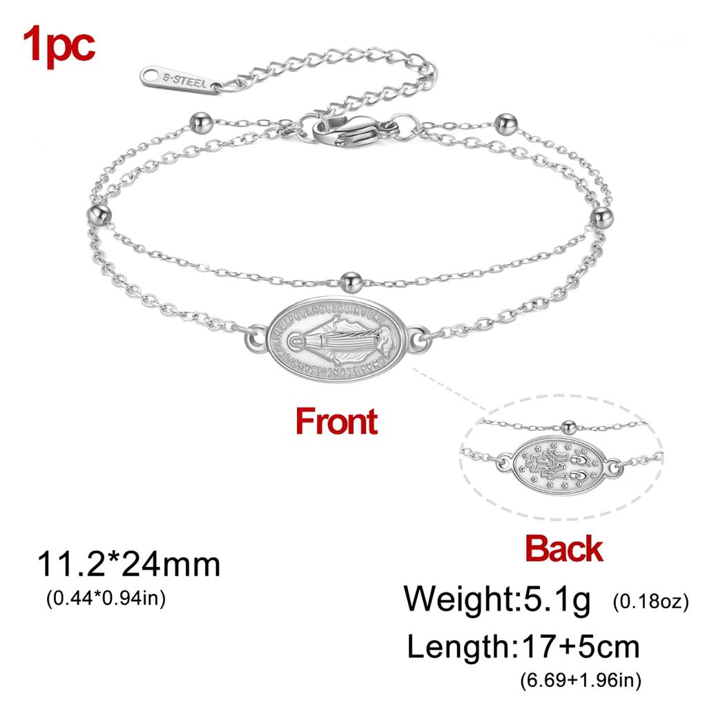 Virgin Mary Bracelets Stainless Steel Mysterious Talisman Bracelet for Women Men Double-sided Amulet Jewelry Gifts