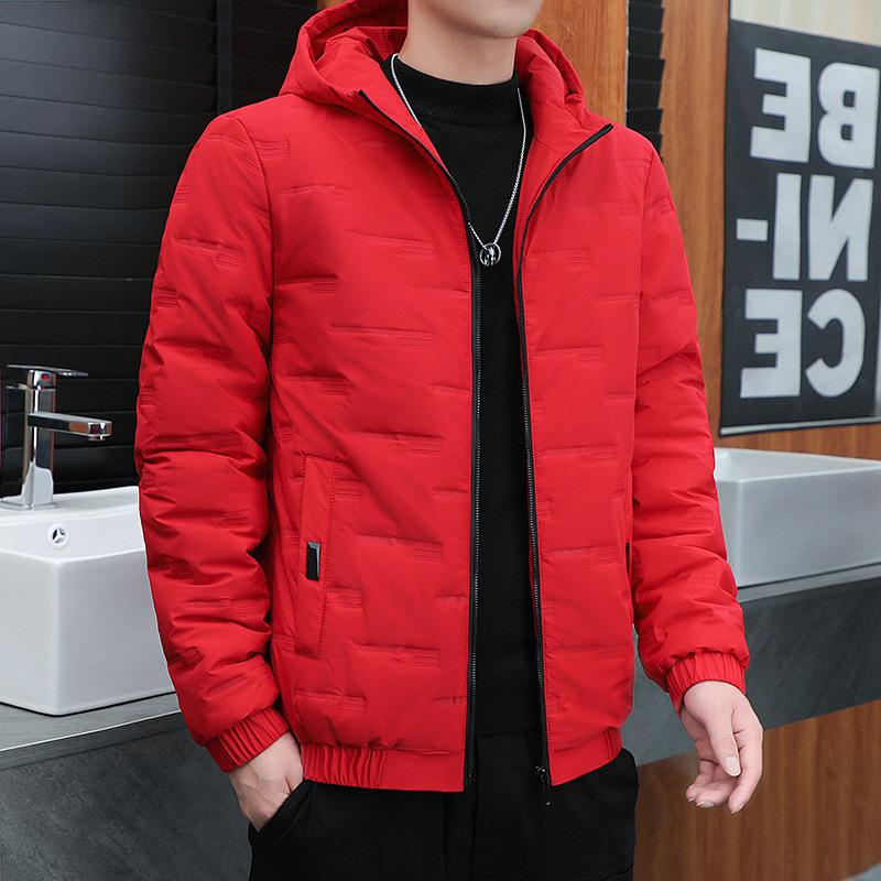 Хлопковая куртка мужская с капюшоном хлопковая одежда осенне-зимняя повседневная мужская верхняя одежда мужская хлопковая одежда M красный