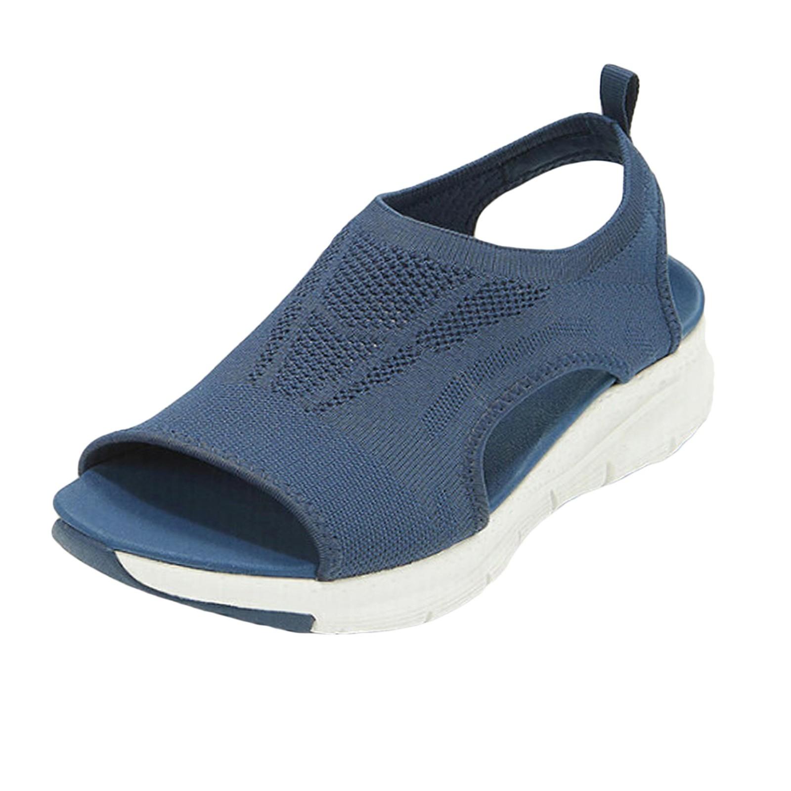 Женские новые шлепанцы на плоской подошве, повседневные, разноцветные, с открытым носом, удобные сандалии 37 синий