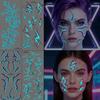 4 Sheet Blood Vessels Temporary Tattoo Blue Purple Lightning Body Art Fake Tattoos Face Temporary Tattoos Glow In The Dark For Women Accessories