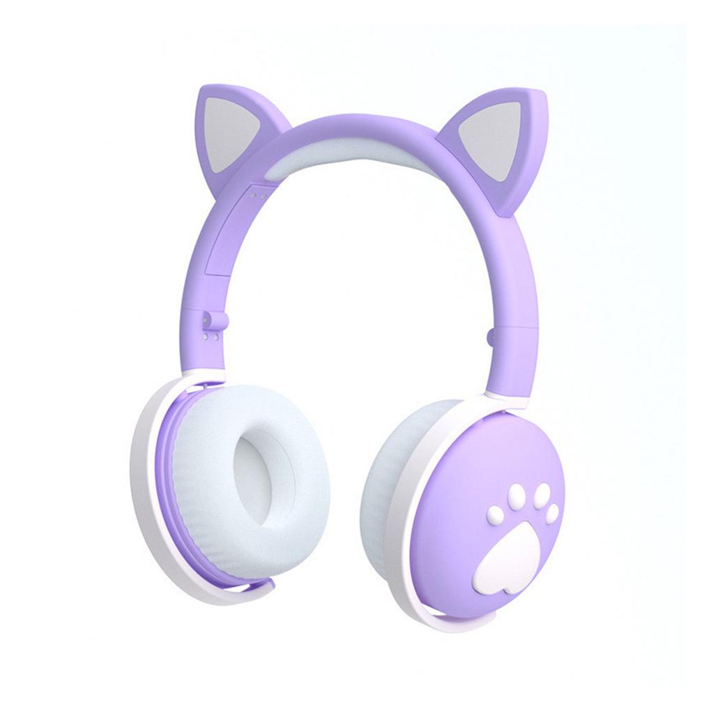 Bluetooth Headphones glowing cute LED Cat Ear Paw Girls Gift Kids Headset Wireless HIFI Stereo Bass 3.5mm Plug With Mic