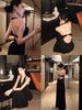 Design Halter Neck Dress Female Summer Royal Sister Style Slim Dress Long Dress Black Temperament Hip Skirt