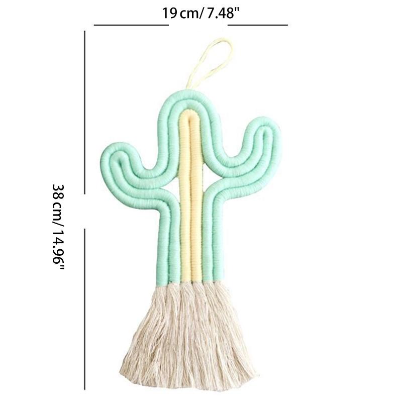 Cactus-shape Garden Ornament Wall Hanging Ig Bohemian Macrame Rainbow Wall Decor Handmade Macrame Rainbow Cactus-shape
