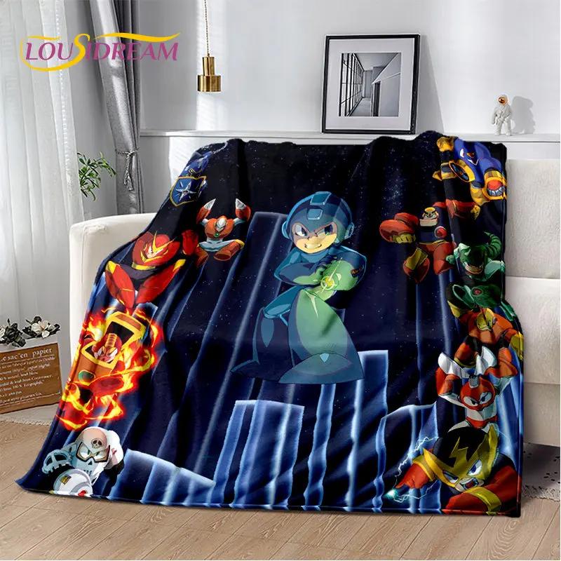 Rockman Megaman Game Cartoon Soft Plush Blanket,Flannel Blanket Throw Blanket for Living Room Bedroom Bed Sofa Picnic Cover Kids