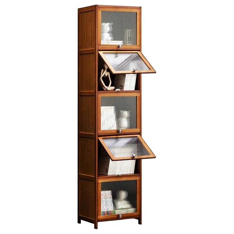 Bamboo Doors Bookcase Nordic Display Organizer Sideboards Bookcase Minimalist Storage Etagere Rangement Furniture For Livingroom