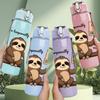 1PC Sloth Out Of Office Sign 750ml Color Plastic Sports Water Bottle Leakproof Flip Straw Lid Suitable for Sports Office Home Use