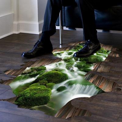 3D Lotus Boden-/Wandaufkleber Abnehmbare Wandtattoos Vinylkunst Wohnzimmerdekor