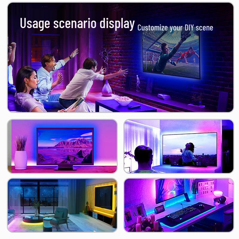 RGB Furniture Light Strip – USB 5V, 30 LEDs, Flexible for Esports Tables, Chairs & Bedside Atmosphere Lighting