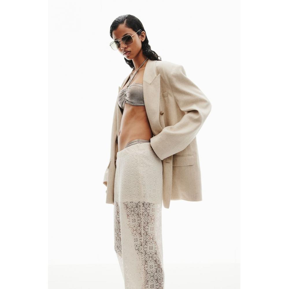 

Брюки-клеш с кружевной отделкой HM, натуральный белый цвет