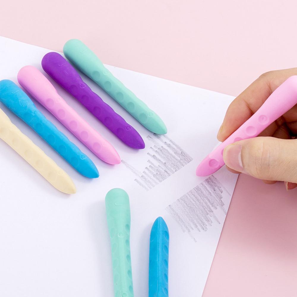 Traceless Erasers Suitable for School & Office,Pencil-Shaped Dust-Free Eraser Refills, Easy Erase No Residue, Durable