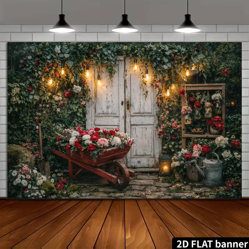 2D Cottage Greenery Floral Bridal Shower Photography Backdrop