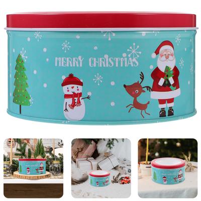 Christmas Candy Tin Small Tinplate Cookie Box Festive Xmas Treat Storage Box Gift Case Christmas Cookie Tin Simple Storage Case