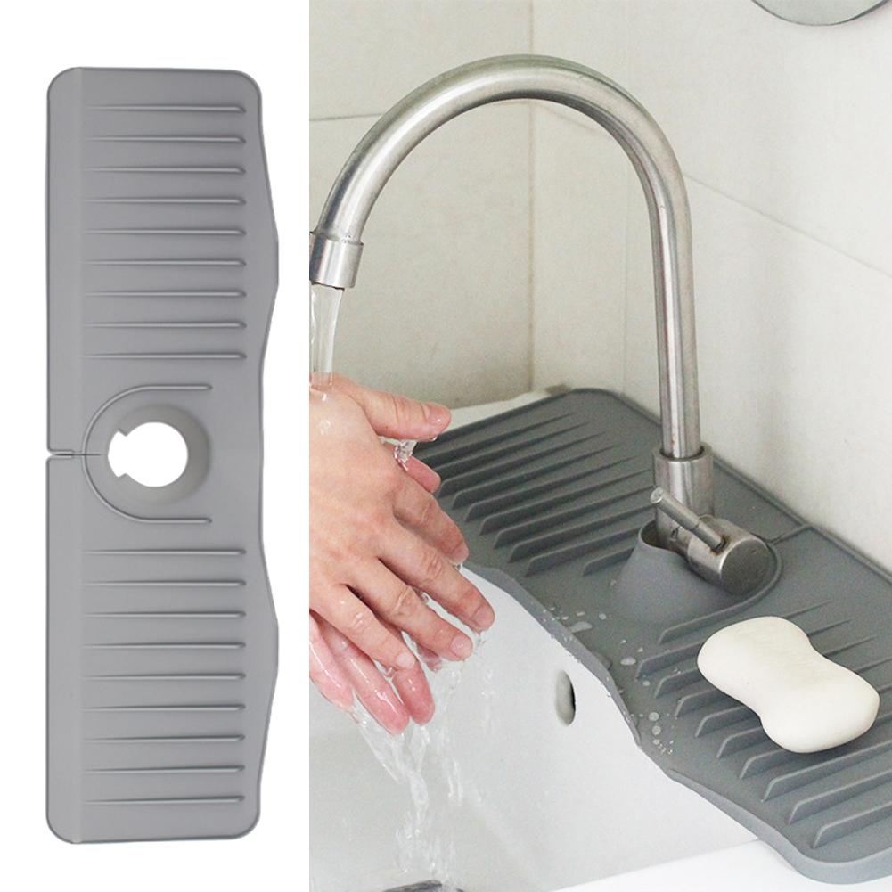 Bathroom Countertop Protector Silicone Faucet Handle Drip Catcher Tray Anti-Spray Waterproof for Kitchen Sink Accessories