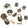 2er-Set Antik-Bronze Riegelverschluss 27 x 30 mm Riegelverschluss Mini-Boxscharniere und Liebesschlösser mit Schlüsseln Dekorative Schloss schnalle mit Schrauben für Schmuck Woo