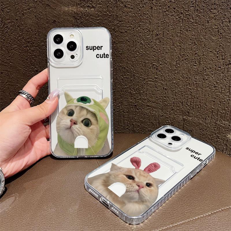 Card Slot Holder Silicone Wallet Pocket Case For Xiaomi 14T 13T 11T Redmi 15 14 12C 13C iPhone 17 16 15 Samsung A15 A25 A35 Cover Clear Phone Bumper
