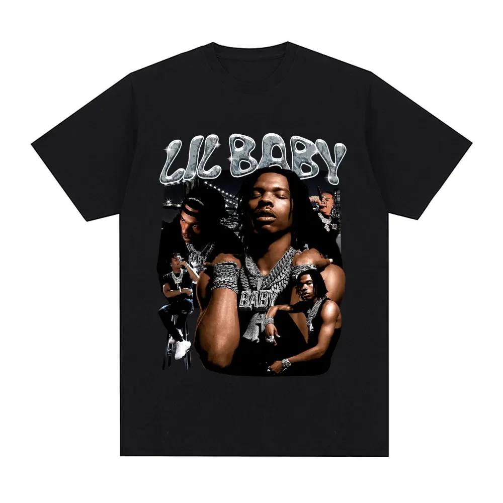 Hip Hop Rapper Lil Baby T Shirt Vintage Unisex Graphic Tee Shirt Oversized Cotton Casual Short Sleeve Oversized Tshirts Streetwear