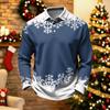 Men's Casual Quick-Dry Mesh Golf Shirt Long Sleeve Christmas Print Top