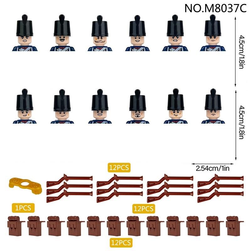 Napoleonic wars, military soldiers, World War II and 12PCS mini action figures, French and British flintlock weapons and toys.