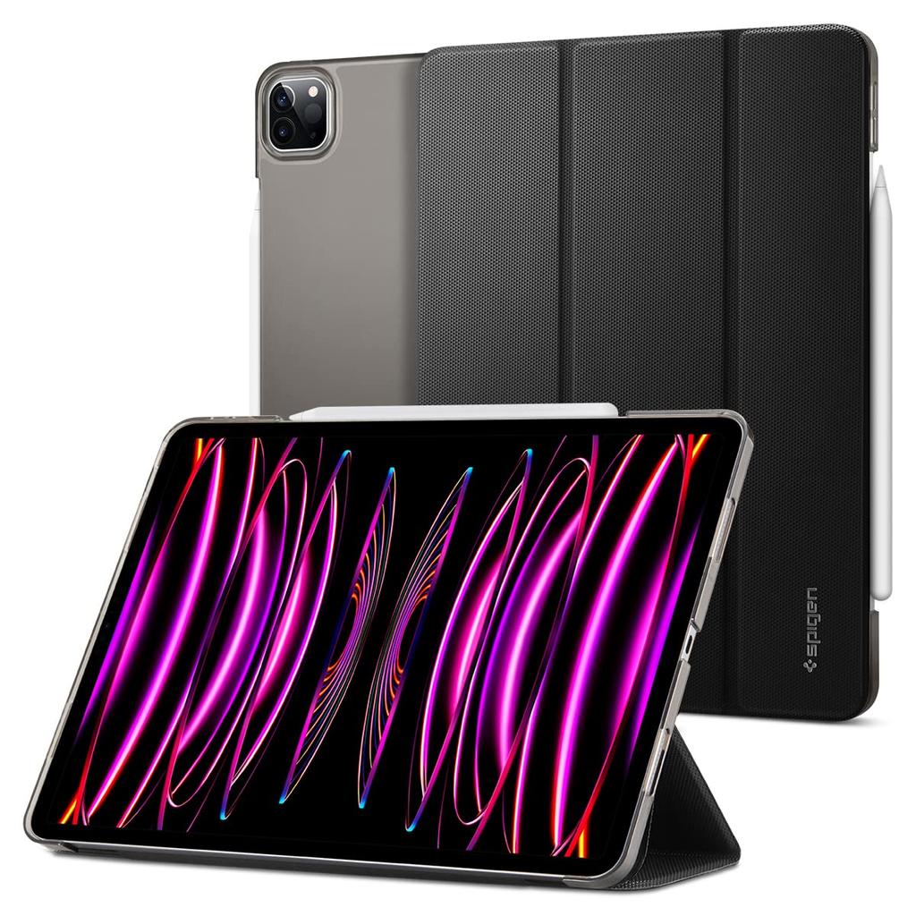 Spigen iPad Pro 11 Case, Tri-Fold, Stand Cover, Apple Pencil Storage, Charging, Slim, Lightweight, Auto Sleep, Liquid Air Folio, ACS05466 (Black)