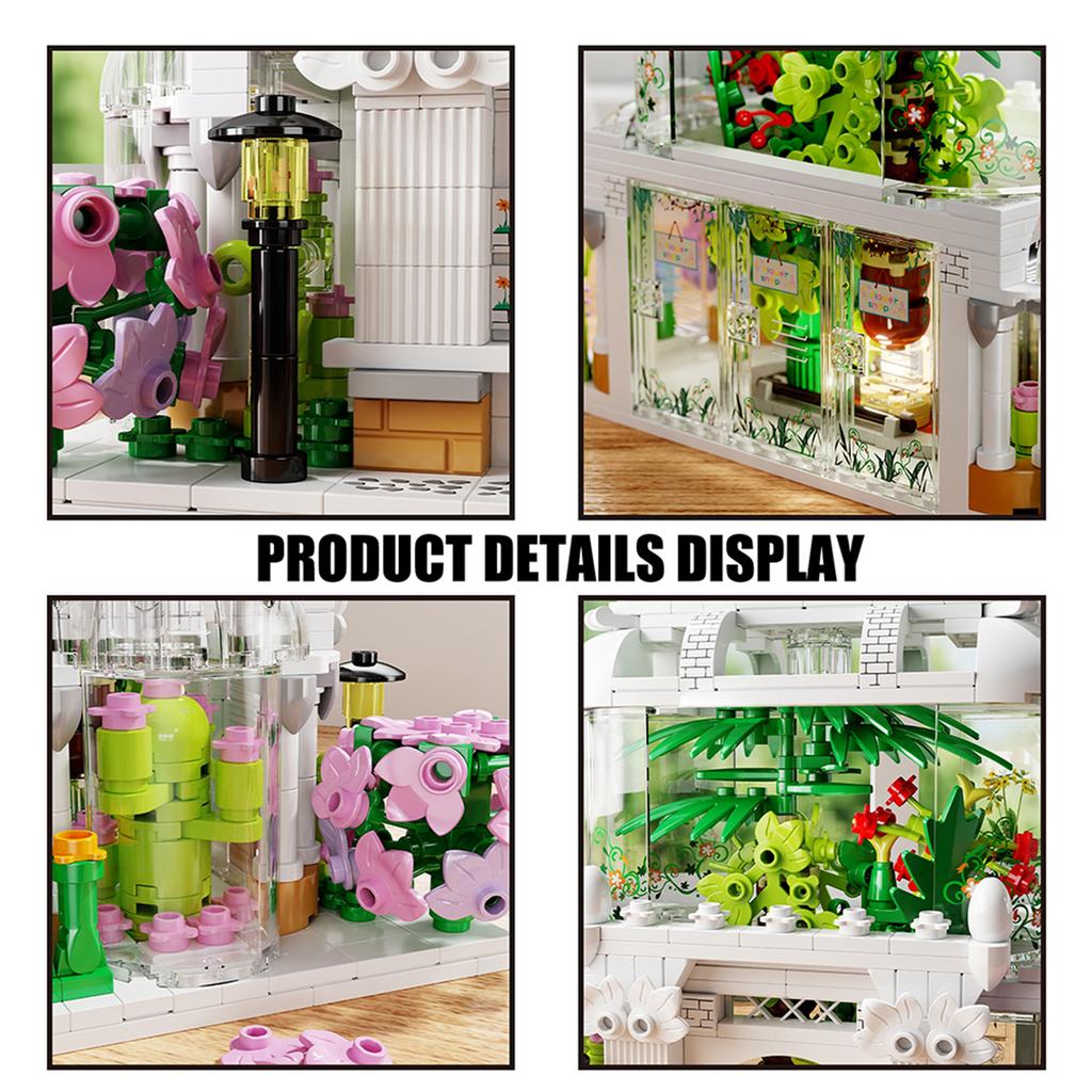 Non-Toxic 597Pcs Building Blocks Toy City Street View Flower Shop Model Compatible Others Bricks Sets Educational Toys Christmas Gifts