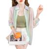 Turn-down Neck Long Sleeved Shirt And Blouses Gradient Rainbow Color See-through Thin Women Clothing Loose Top Shirt Casual